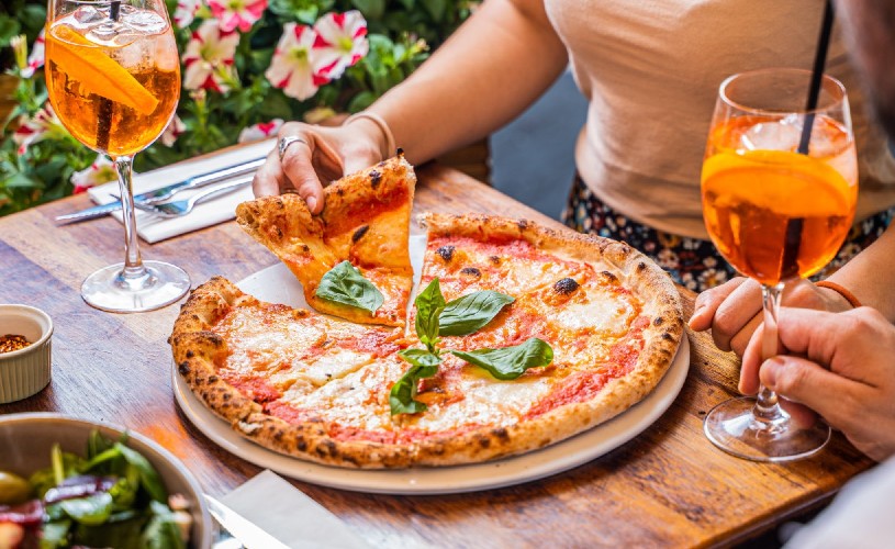 Pizza and Aperol Spritz at Dough